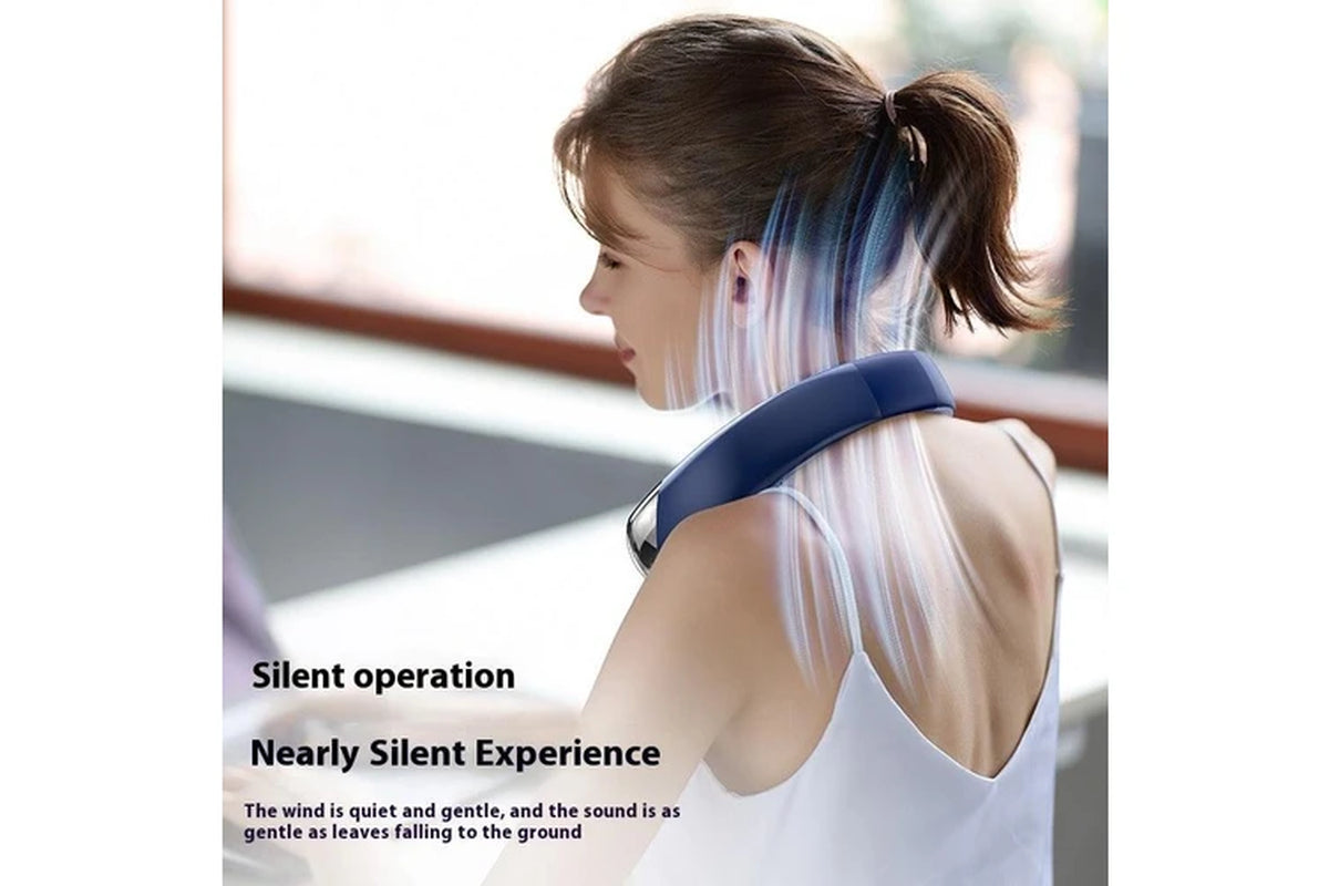 Elosung Digital Display Neck Fan Rechargeable Wearable with Speed Blue 1200Mah Portable Fans